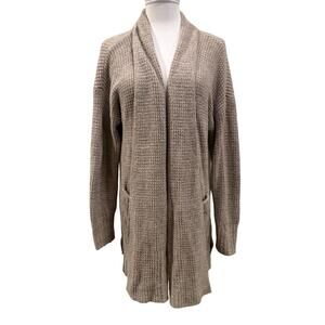 Barefoot Dreams Cozychic Lite Long Weekend Waffle Knit Pewter Tan Cardigan XL